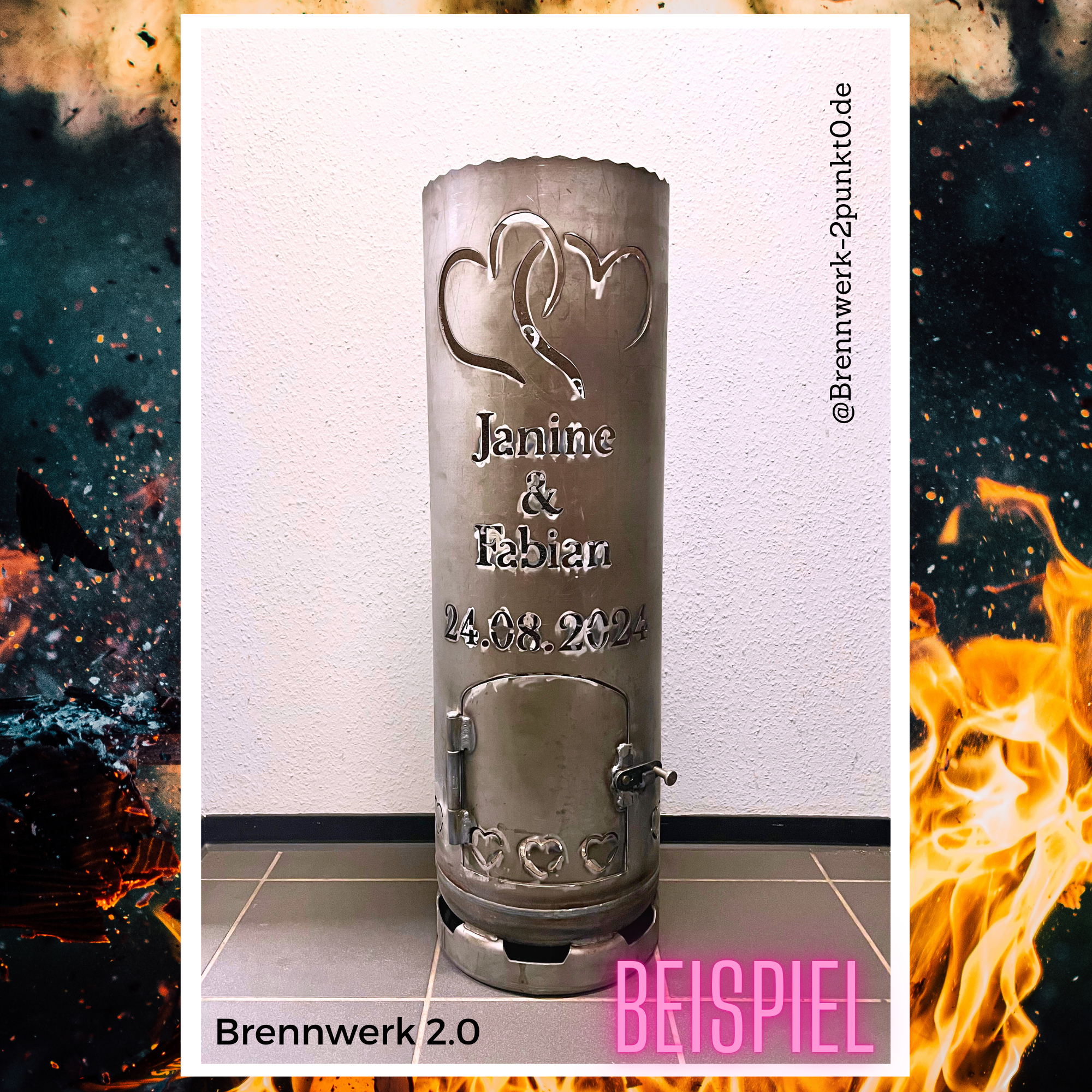 Feuerkorb - Zwei Herzen eine Liebe❤️Hochzeit