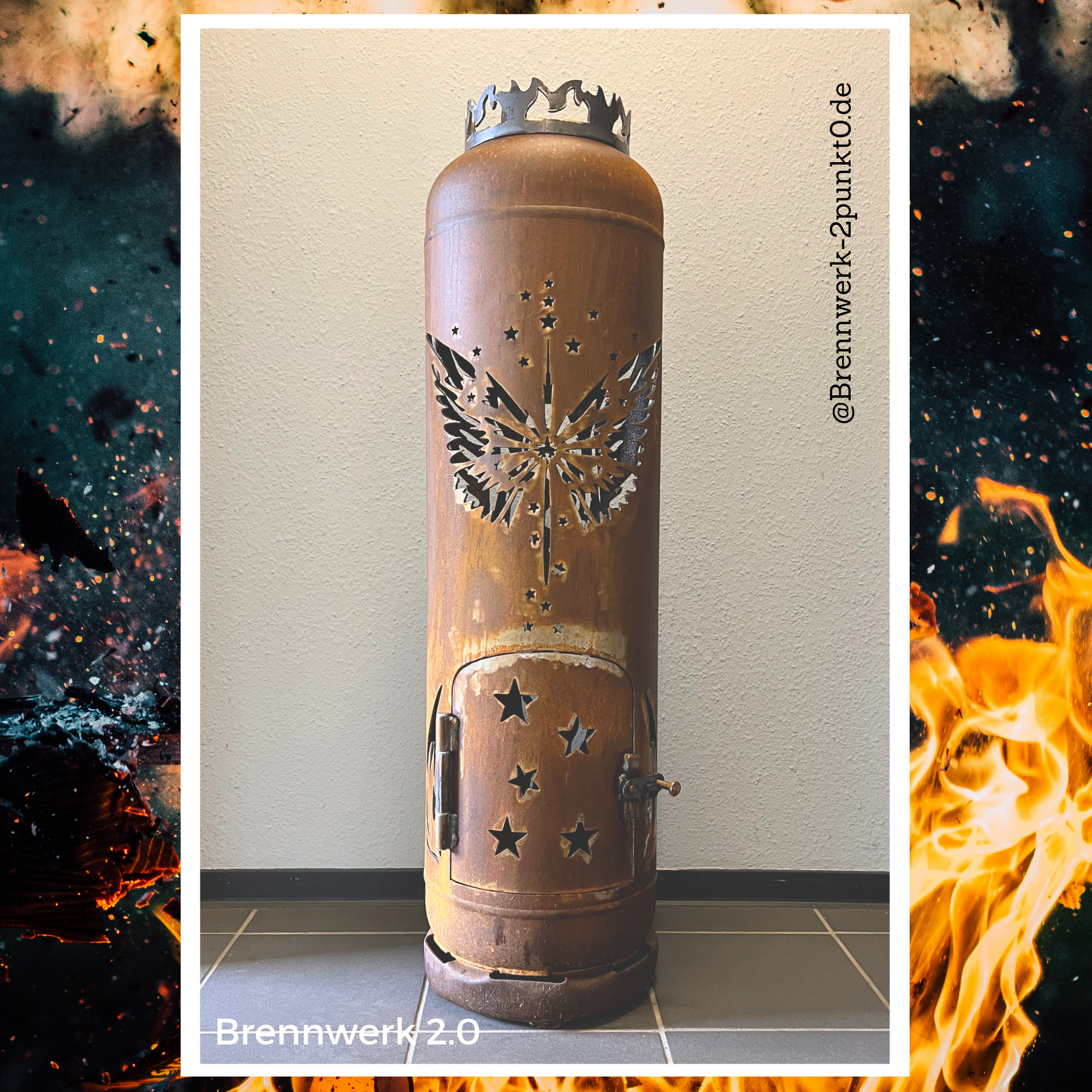 33kg Feuertonne – Engel mit Engelsflügeln