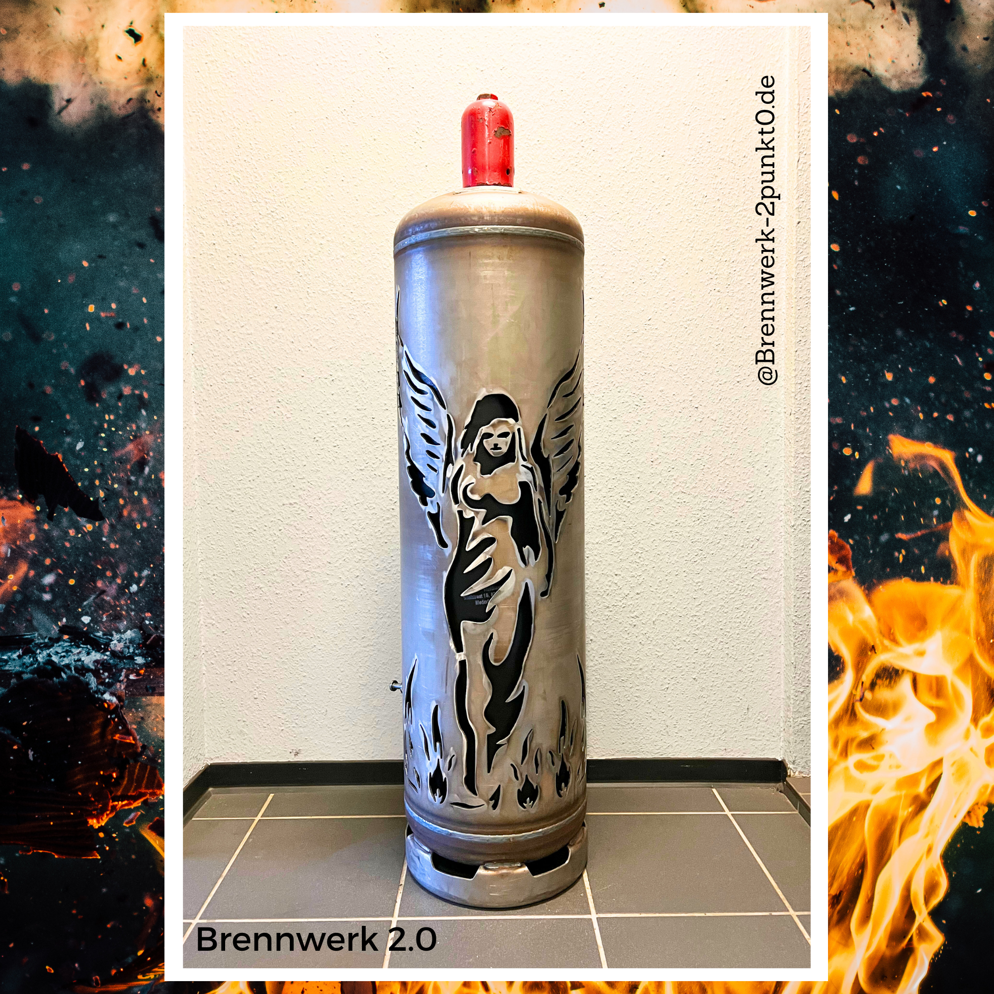 33kg Feuertonne – Engel mit Totenkopf DEATH