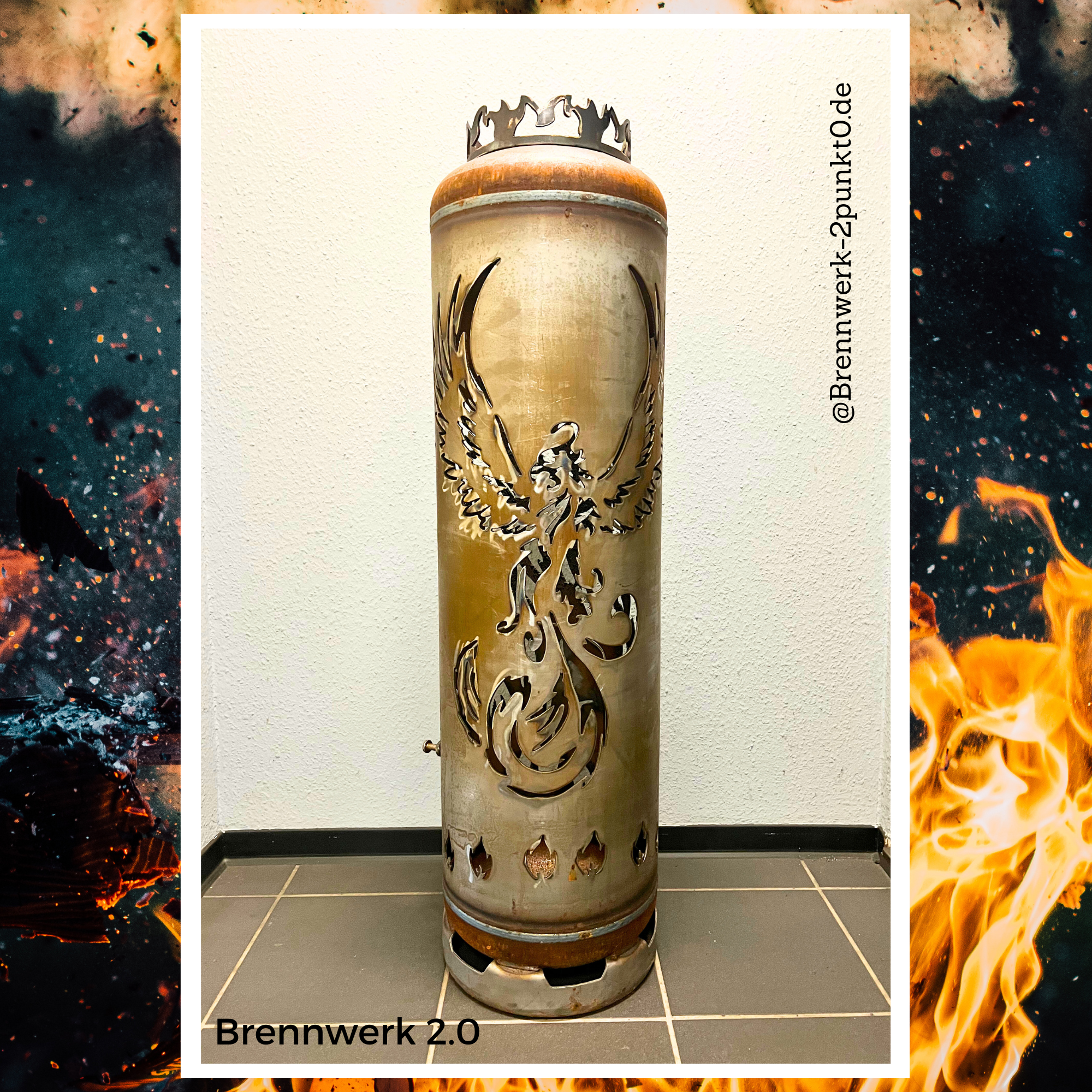 33kg Feuertonne – Phönix mit Phönix im Feuer