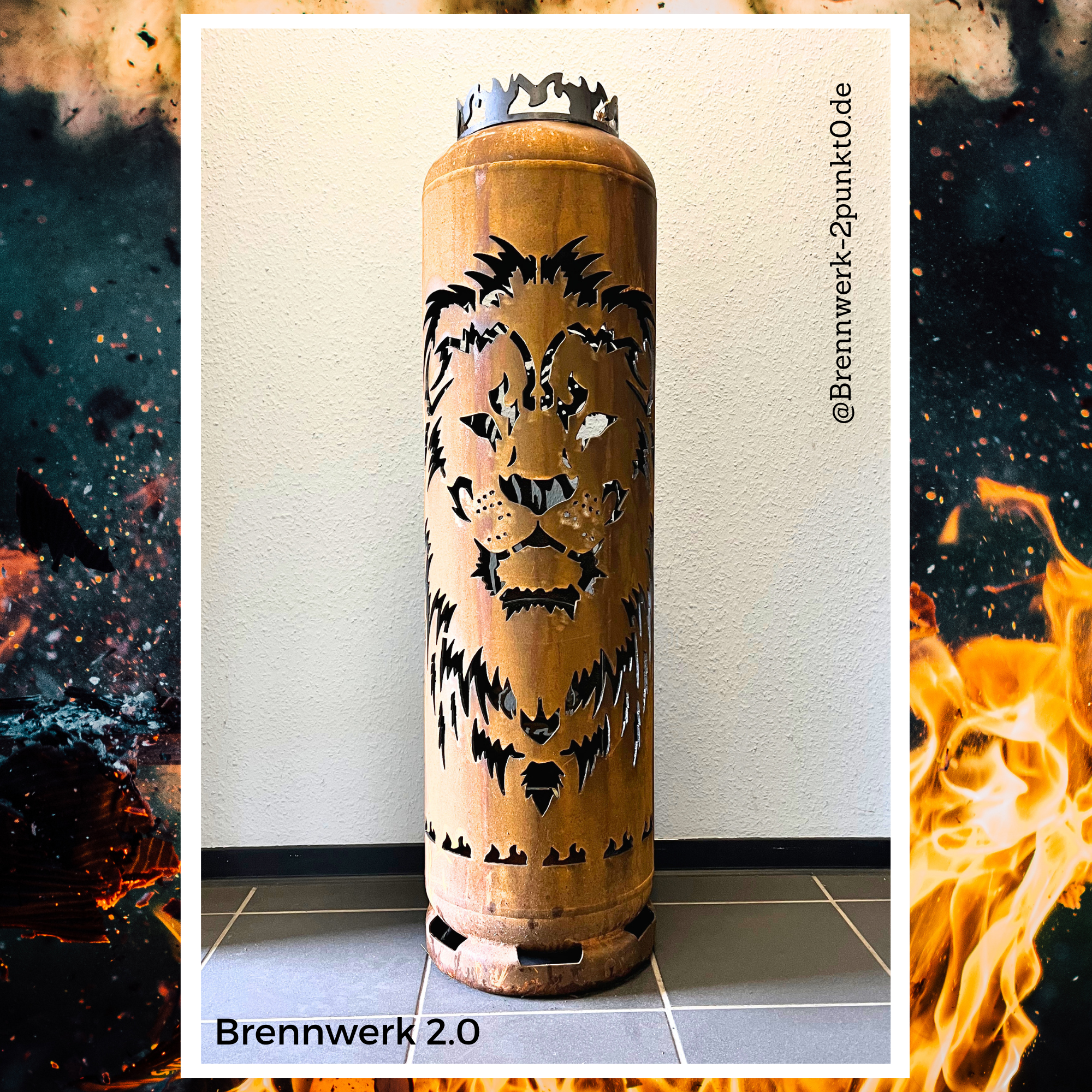 33kg Feuertonne – Löwenkopf mit Löwe brüllend