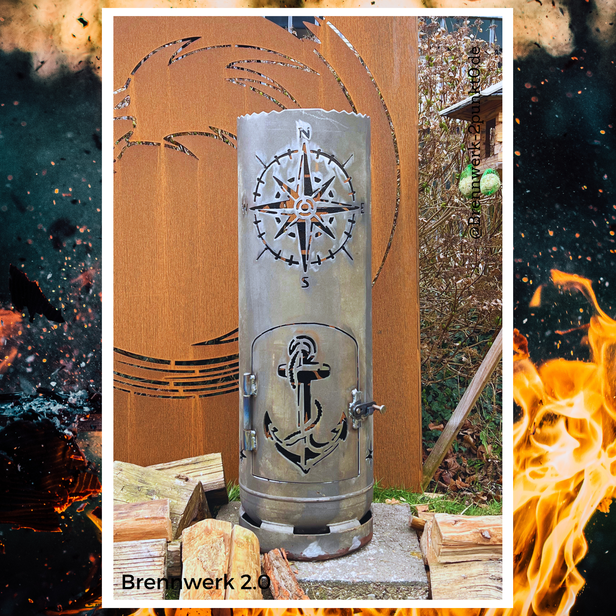 Feuerkorb – Leuchtturm mit Robbe