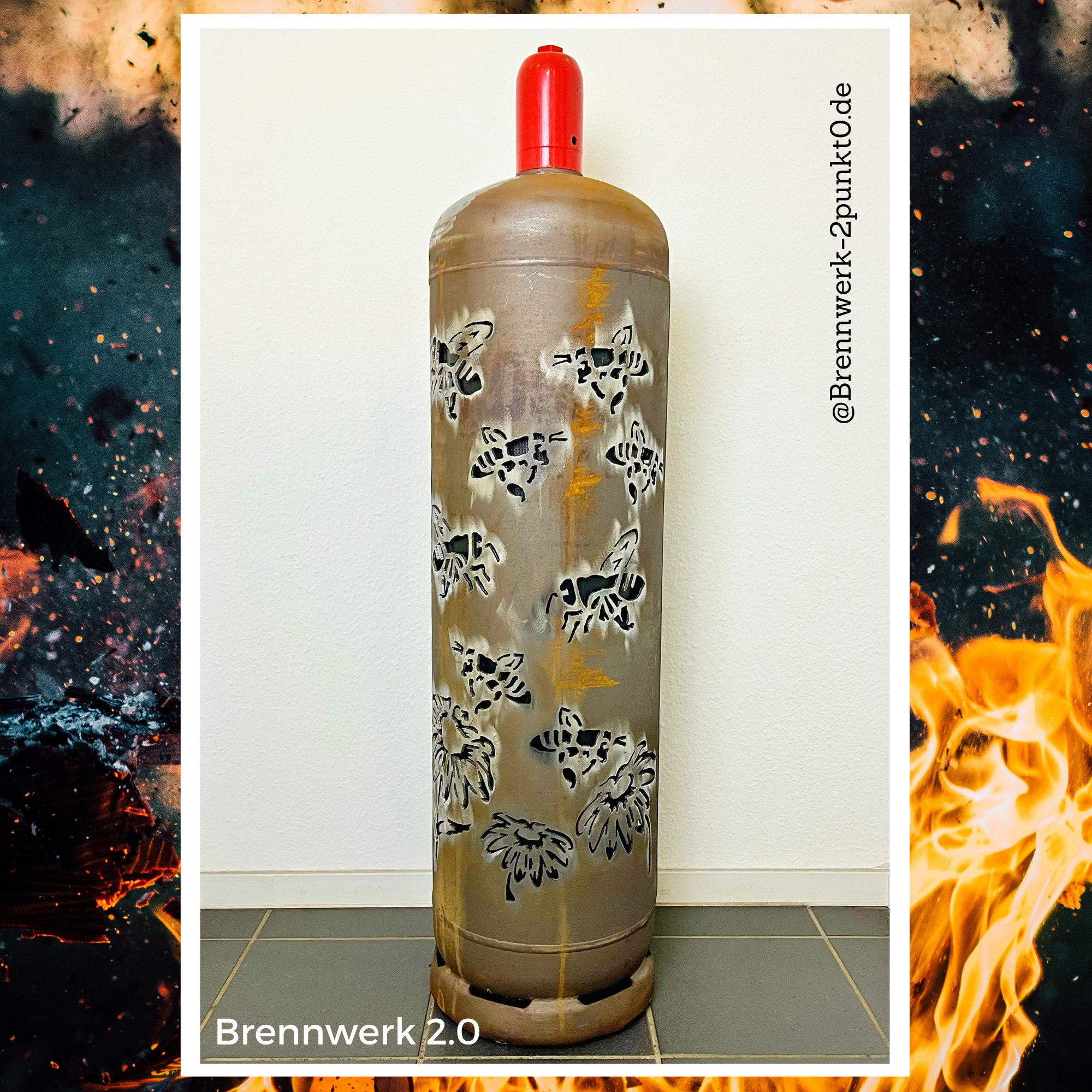 33kg Feuertonne - Bienen umlaufend (Blumen/Bienenstock)