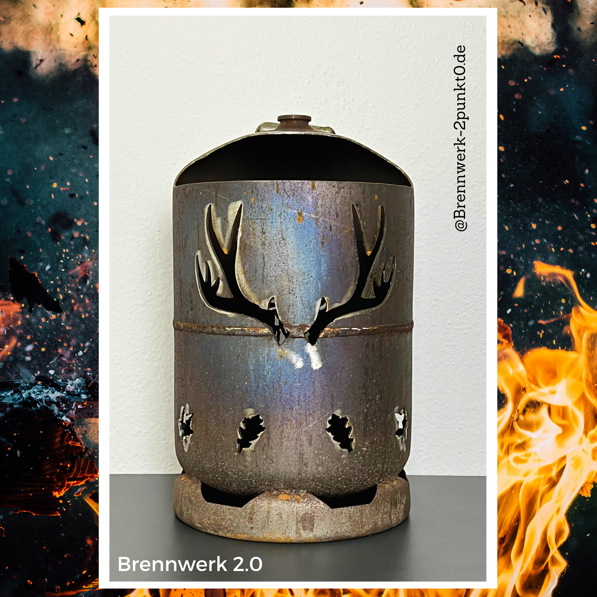 11kg Feuertonne - Rothirsch_1 mit Geweih