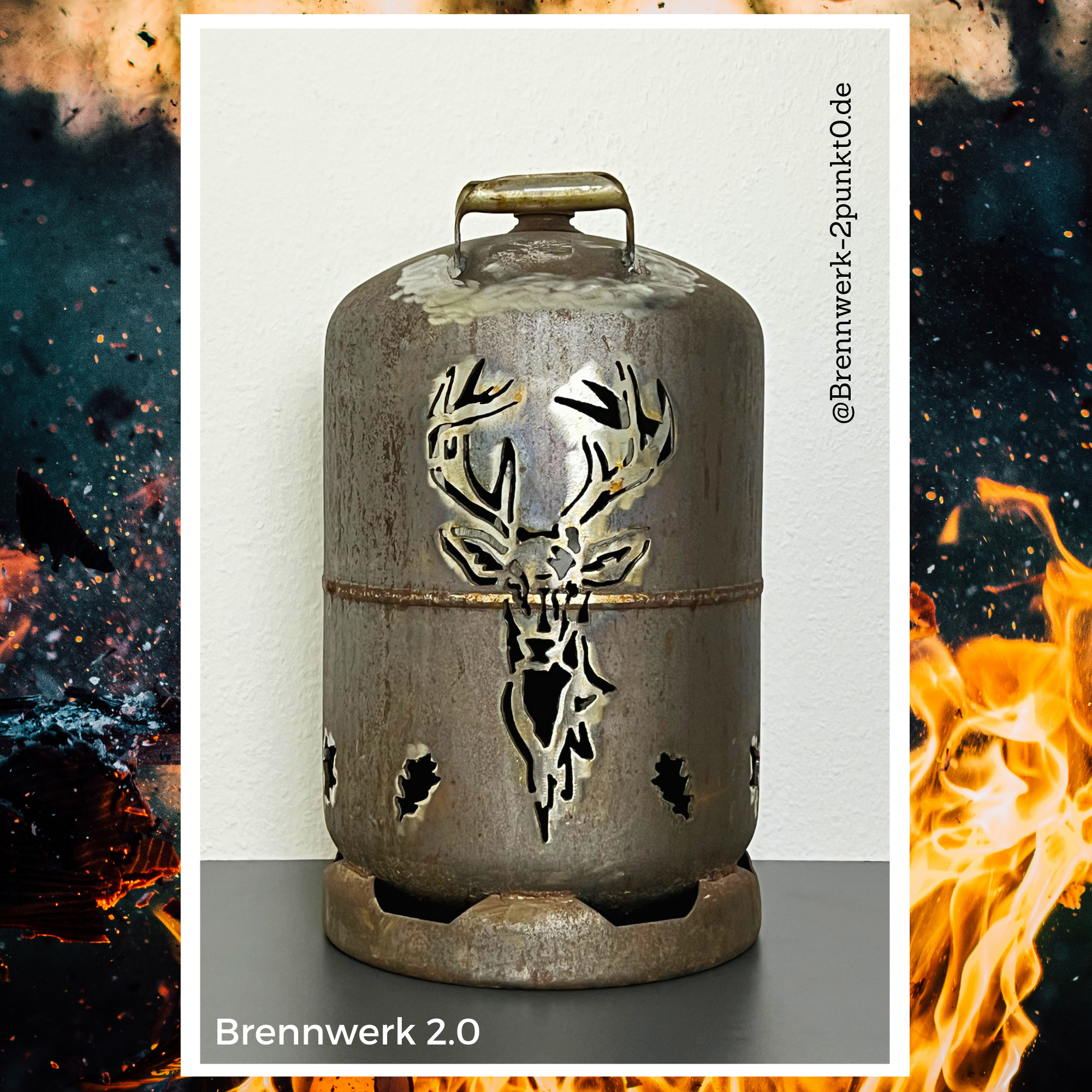 11kg Feuertonne - Rothirsch_1 mit Geweih