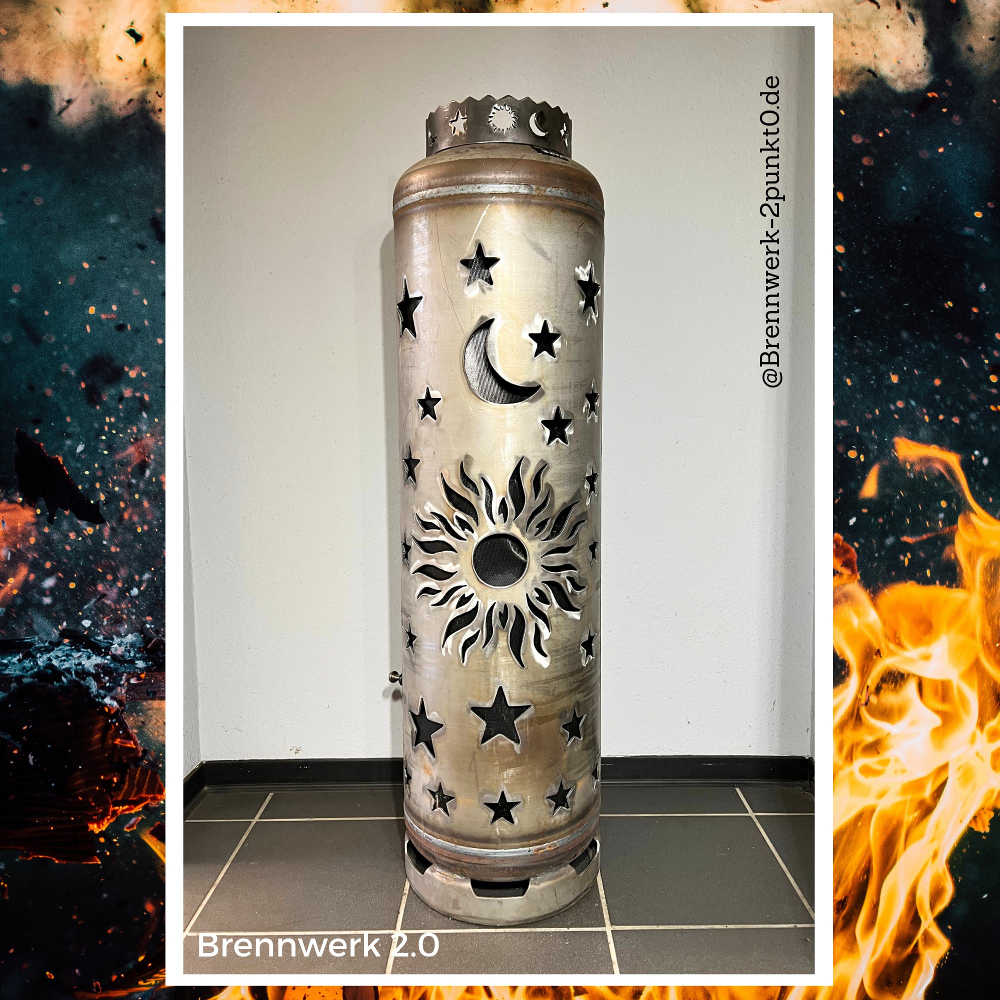 33kg Feuertonne - Sonne, Mond und Sterne