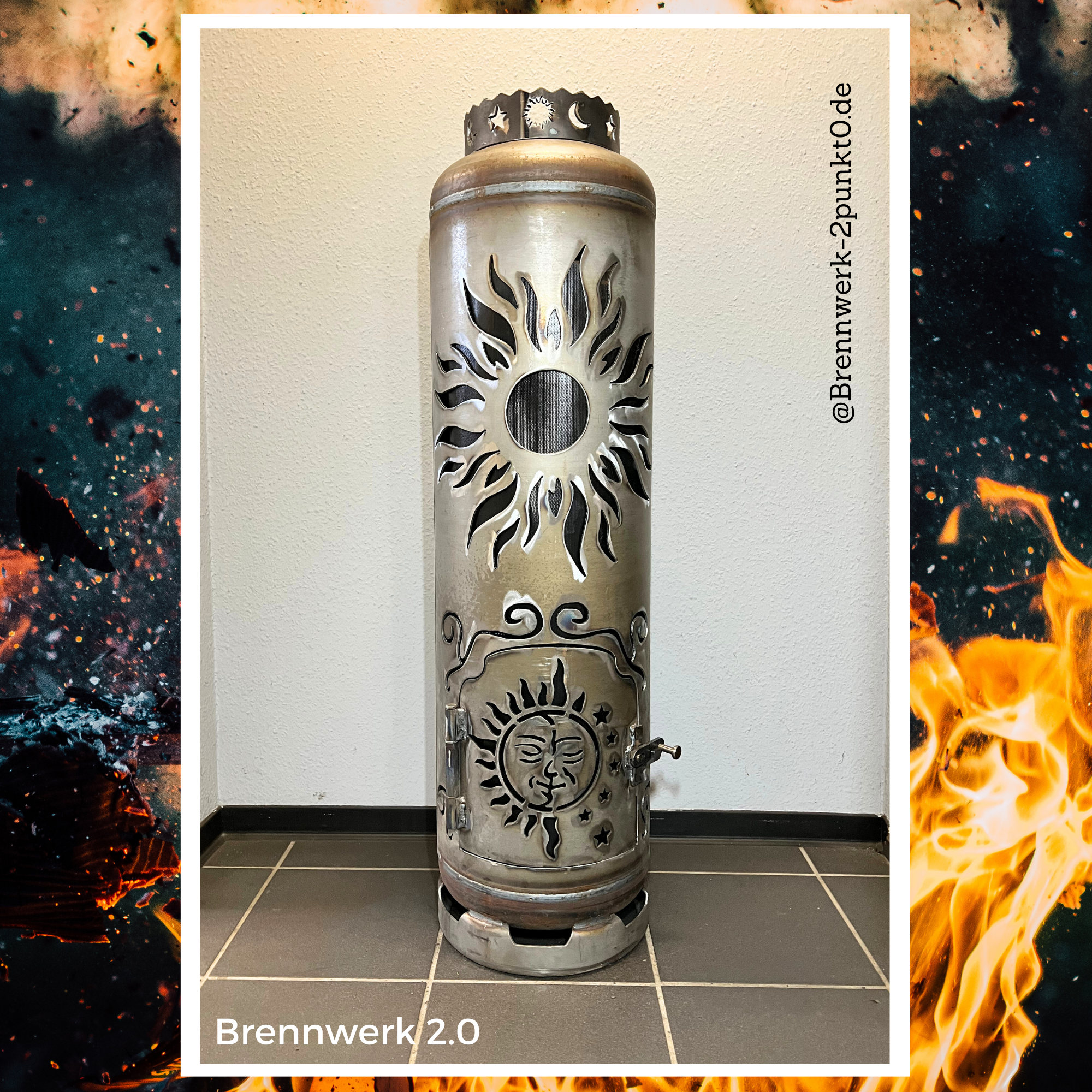 33kg Feuertonne - Sonne, Mond und Sterne