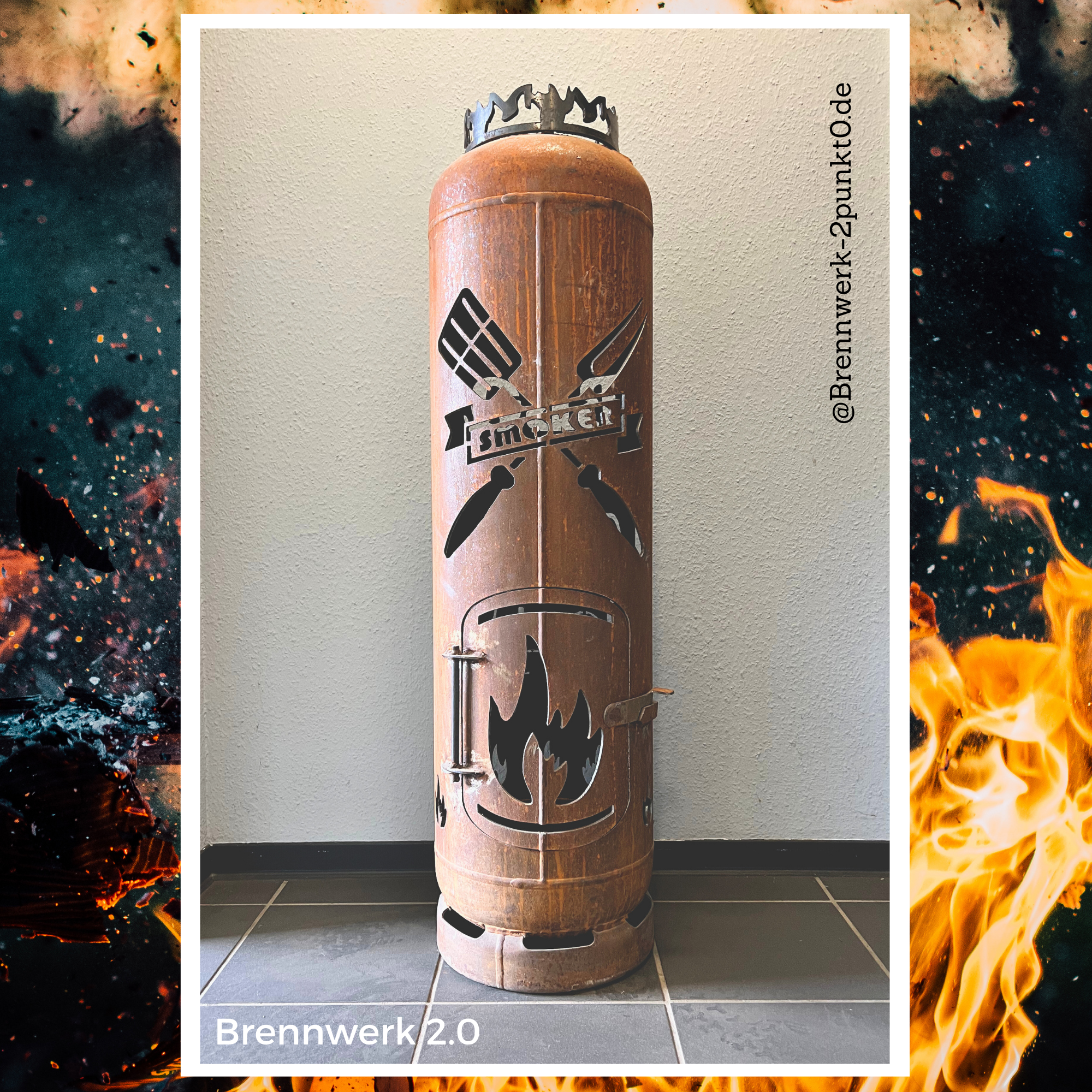 33kg Feuertonne – BBQ mit Smoker