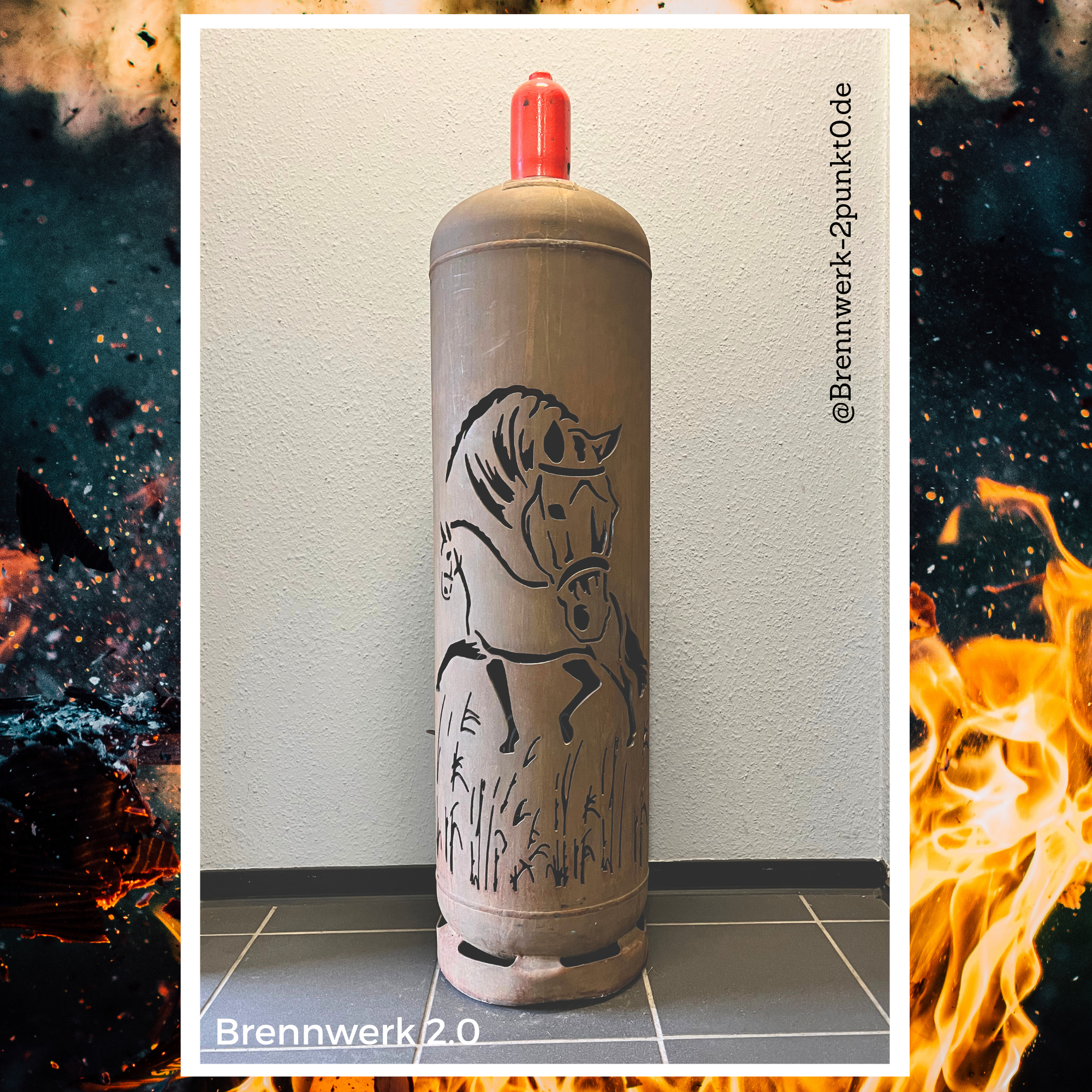 33kg Feuertonne – Dressurpferde (Tür Hufeisen)