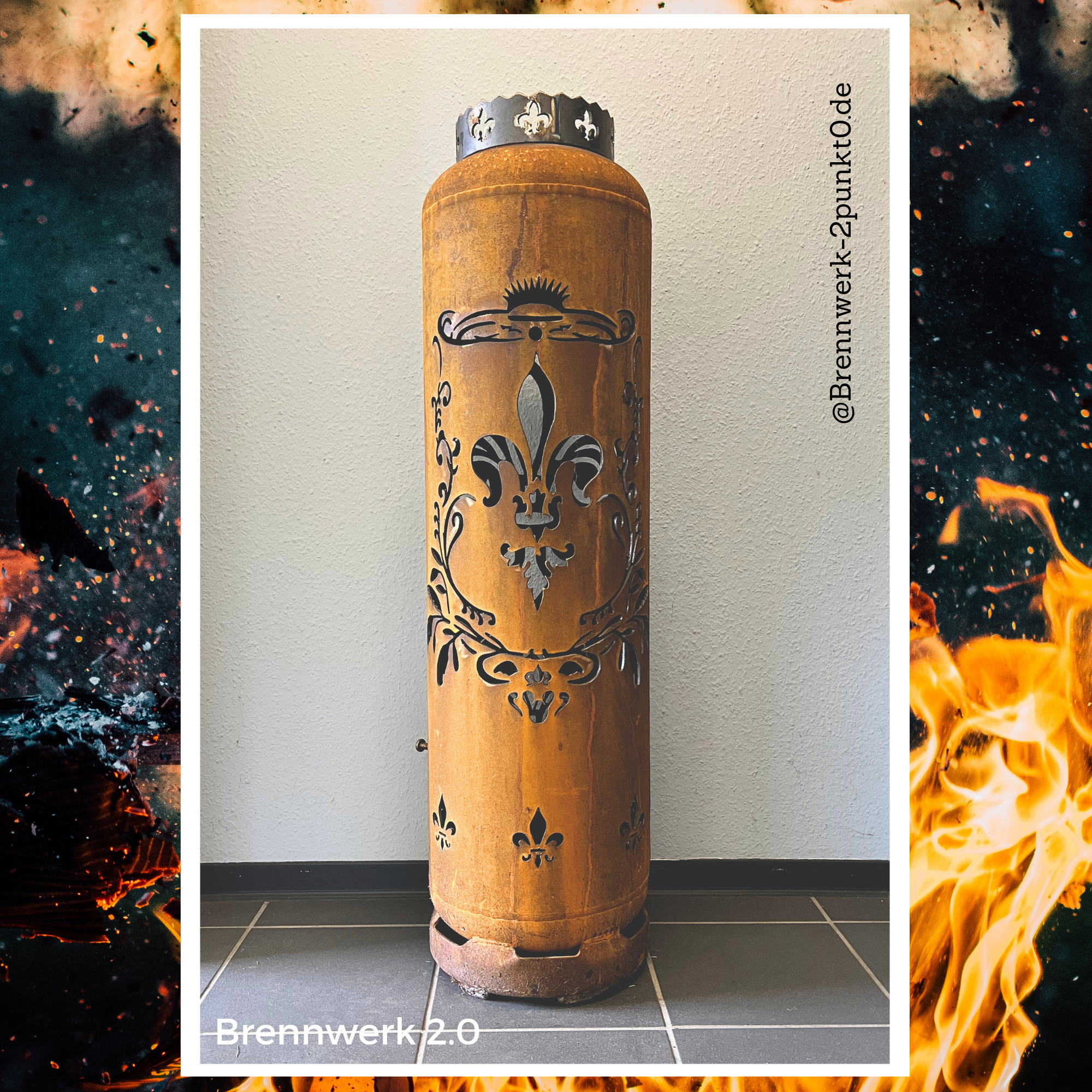 33kg Feuertonne – Lilie im Wappen
