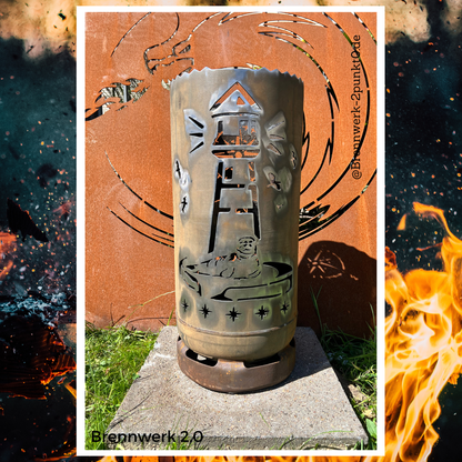 Feuerkorb – Leuchtturm mit Robbe