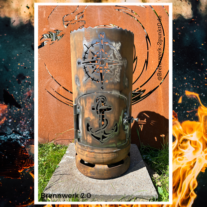 Feuerkorb – Leuchtturm mit Robbe