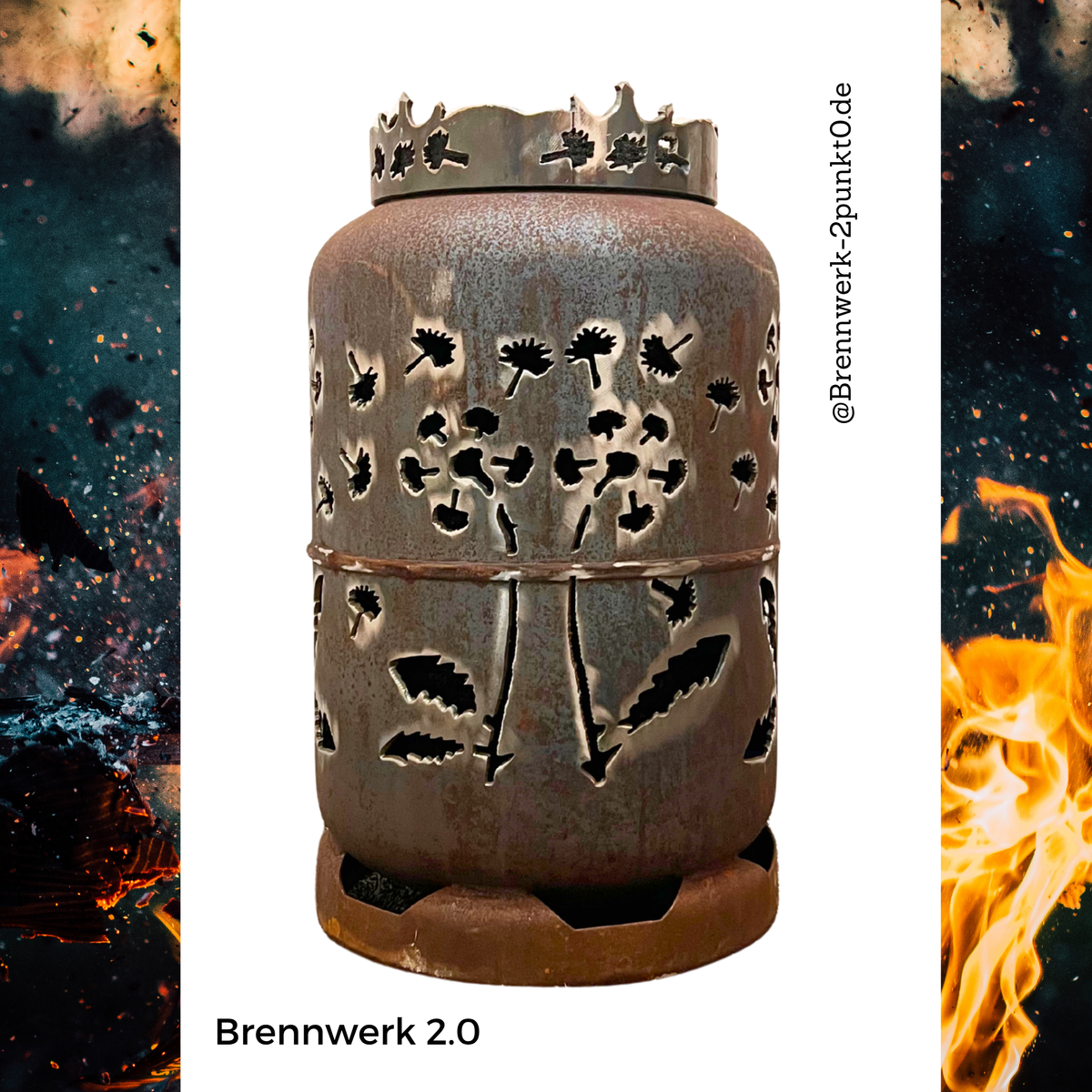 11kg Feuertonne – Pusteblumen umlaufend – Brennwerk 2.0
