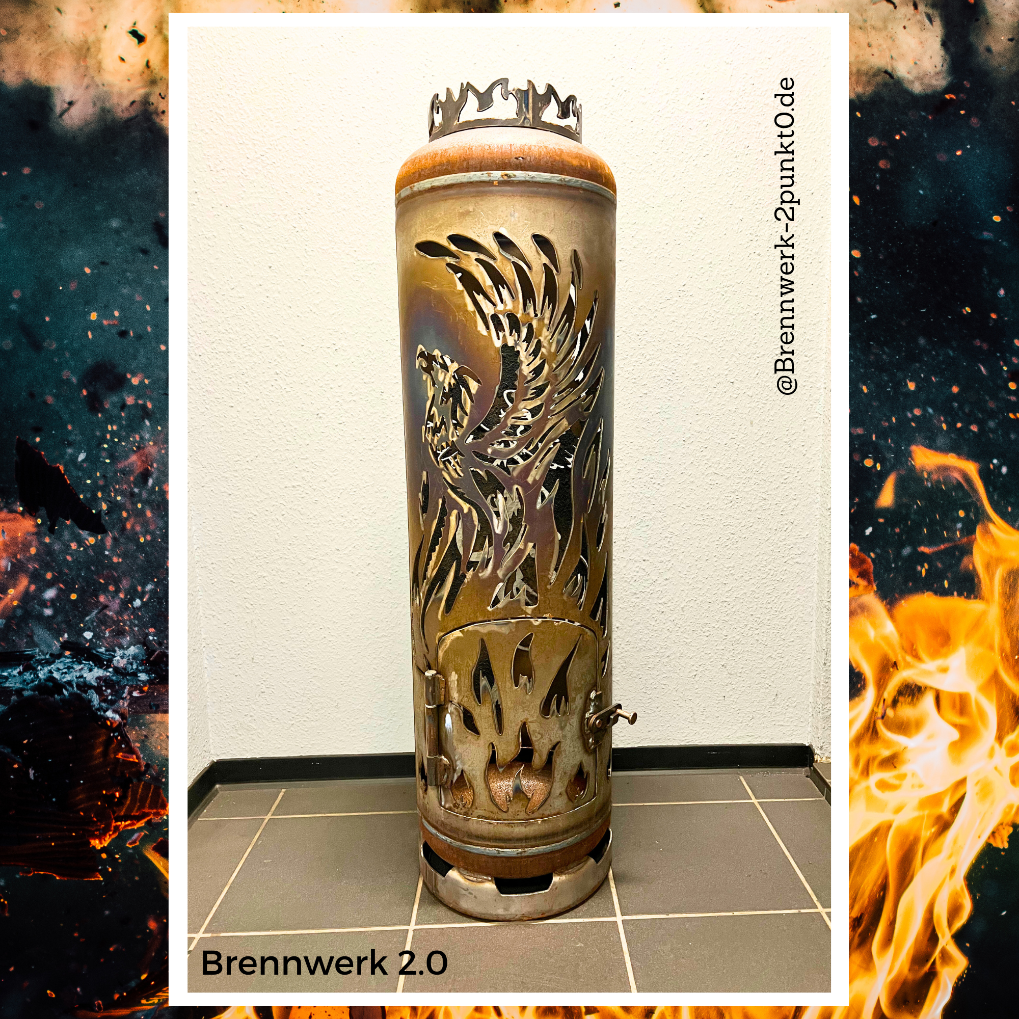 33kg Feuertonne – Phönix mit Phönix im Feuer