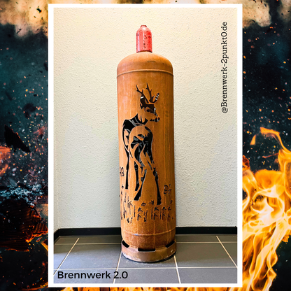 33kg Feuertonne – Rehbock mit Rothirsch-1