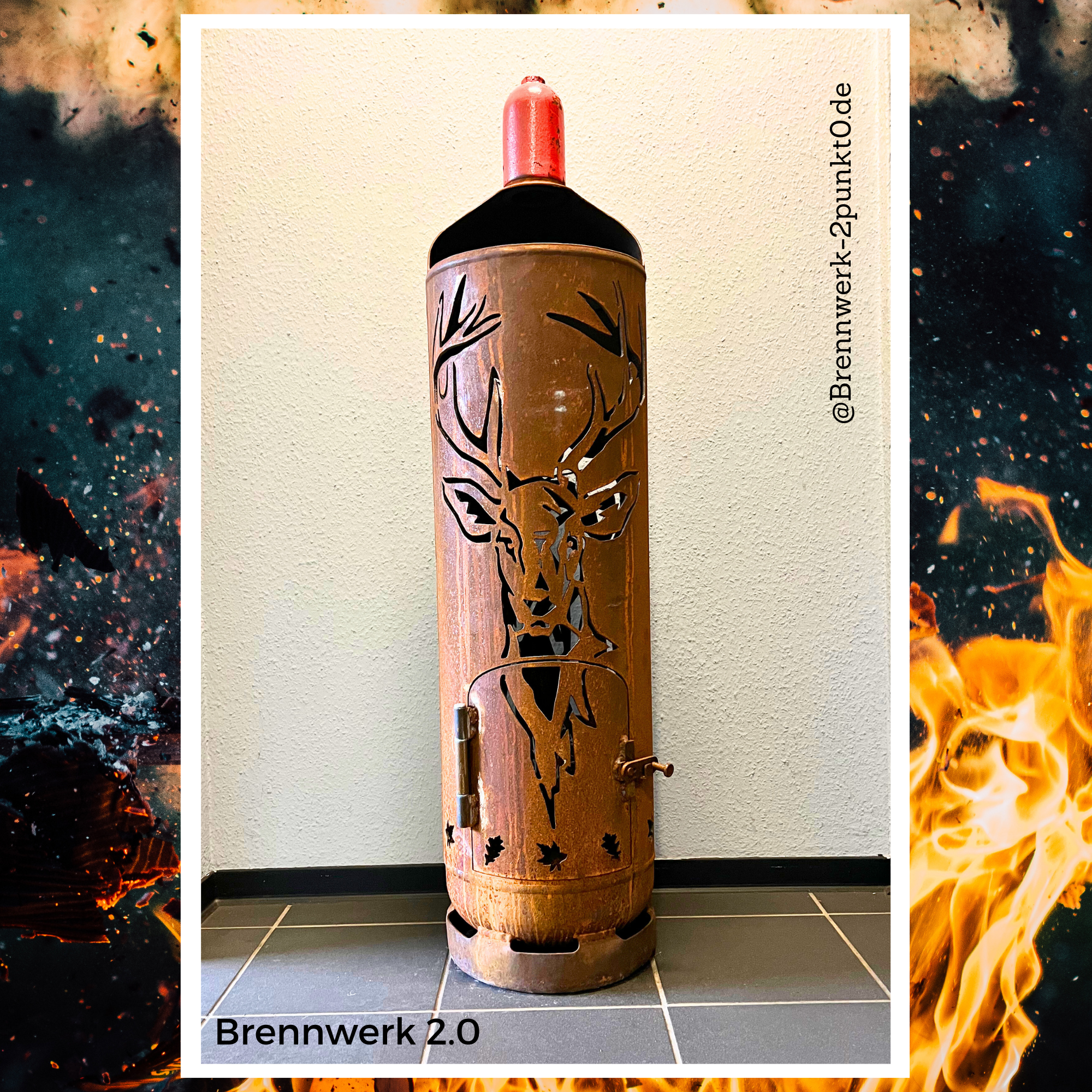 33kg Feuertonne – Rehbock mit Rothirsch-1