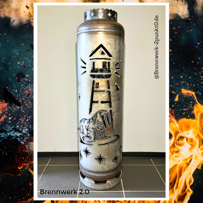 33kg Feuertonne – Leuchtturm mit Walross & Kompass