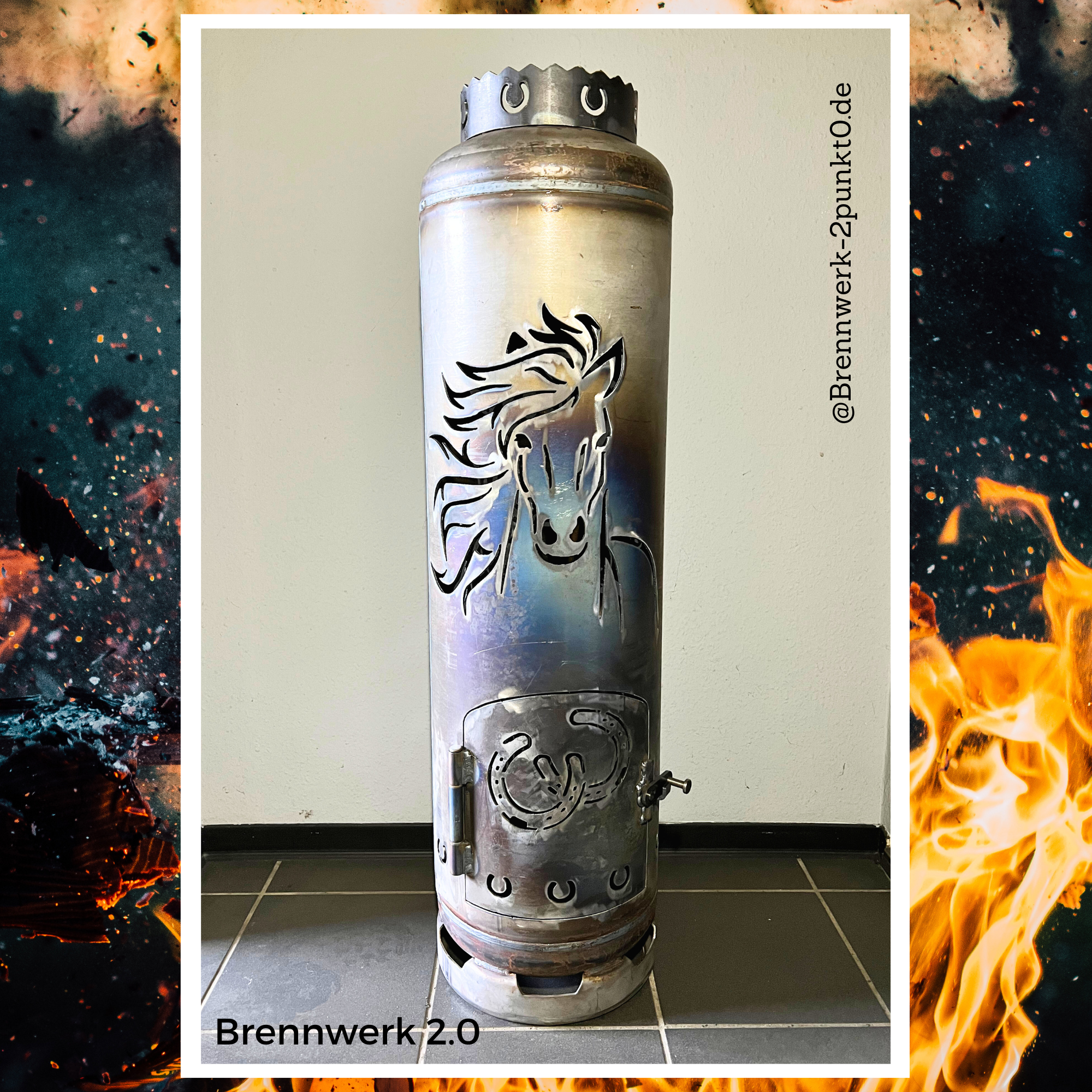 33kg Feuertonne – Dressurpferde mit Pferdekopf