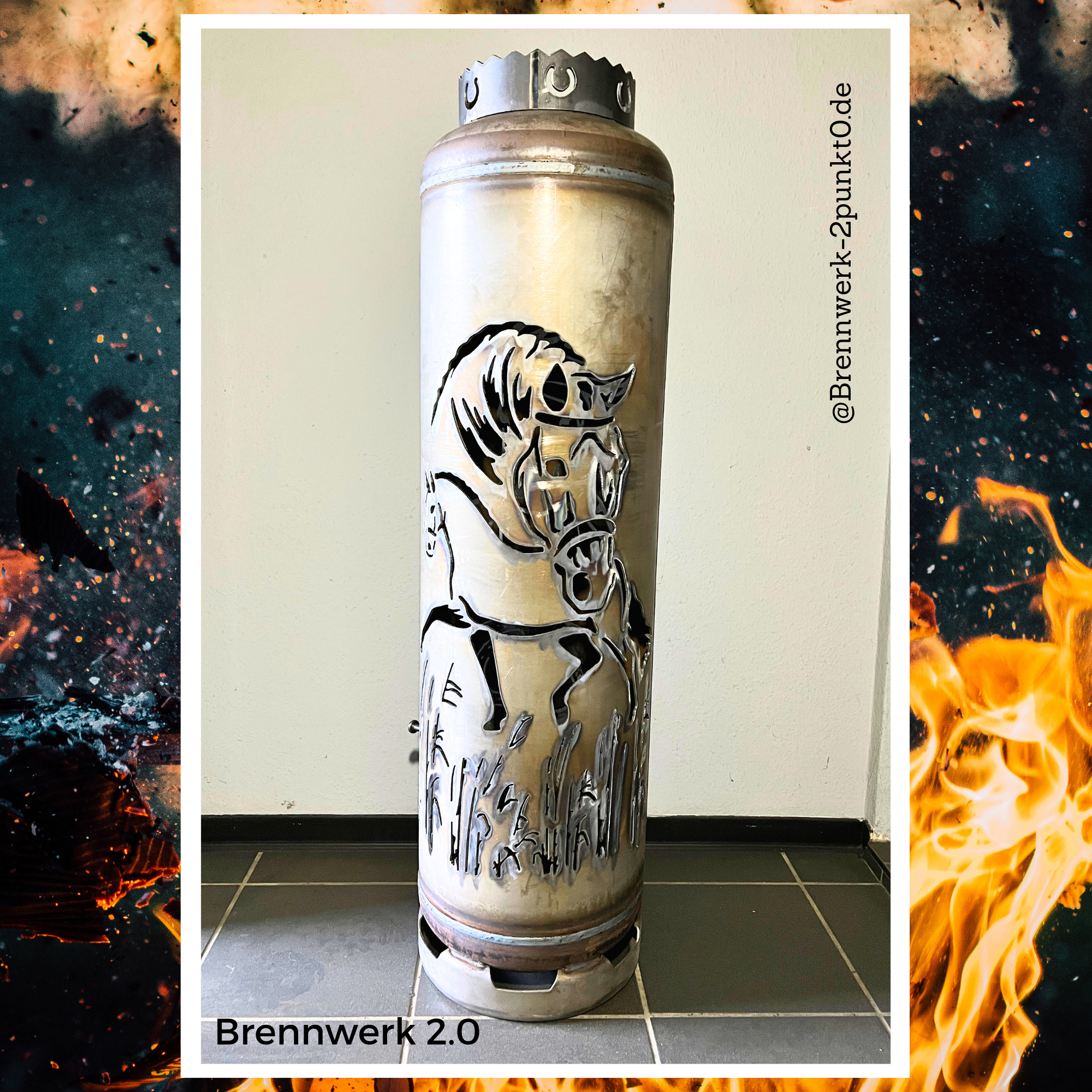 33kg Feuertonne – Dressurpferde mit Pferdekopf