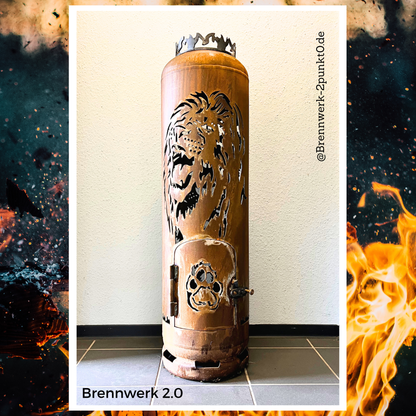 33kg Feuertonne – Löwenkopf mit Löwe brüllend