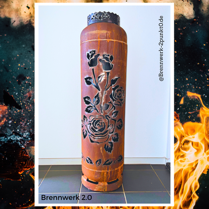 33kg Feuertonne – Rosenstock mit Rose