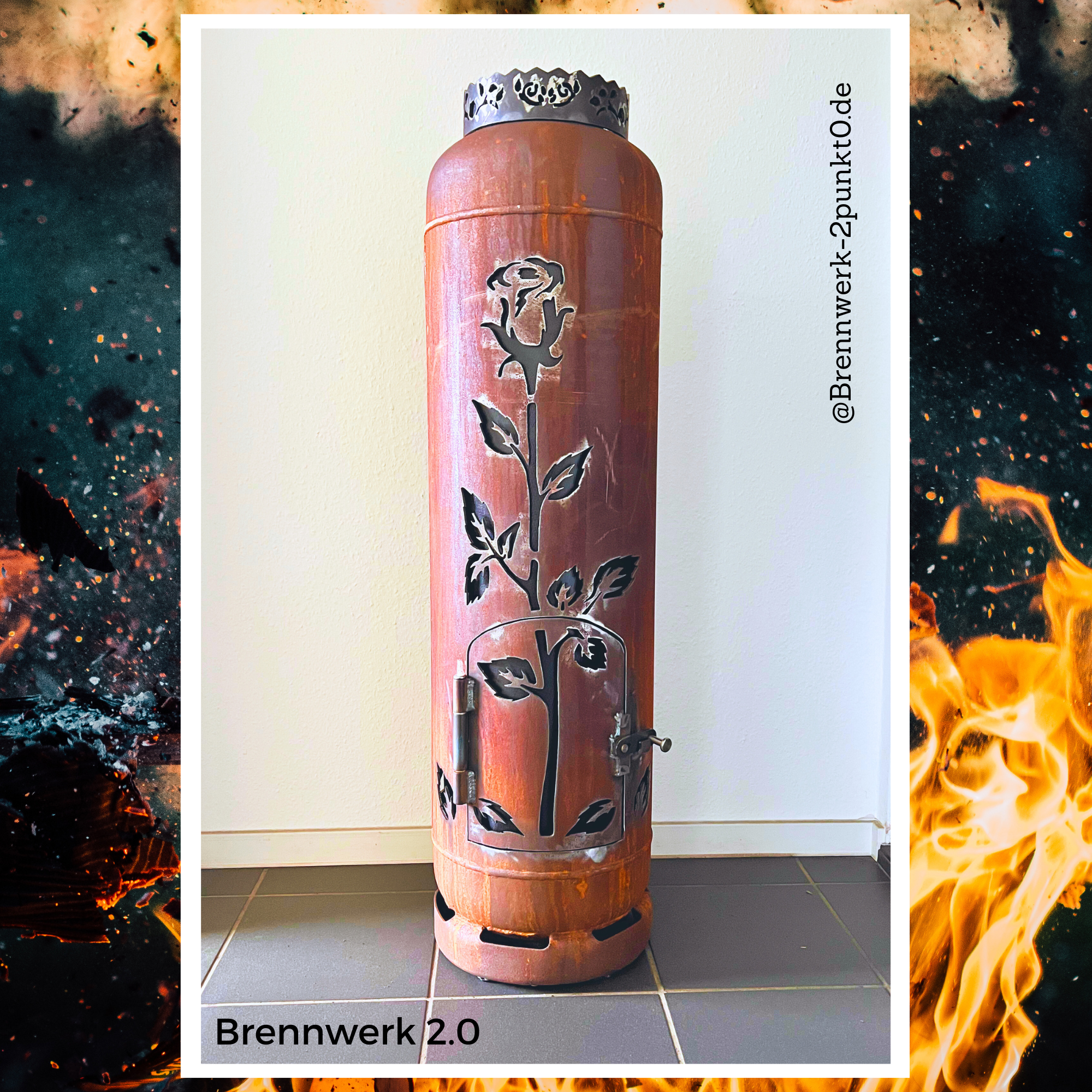 33kg Feuertonne – Rosenstock mit Rose