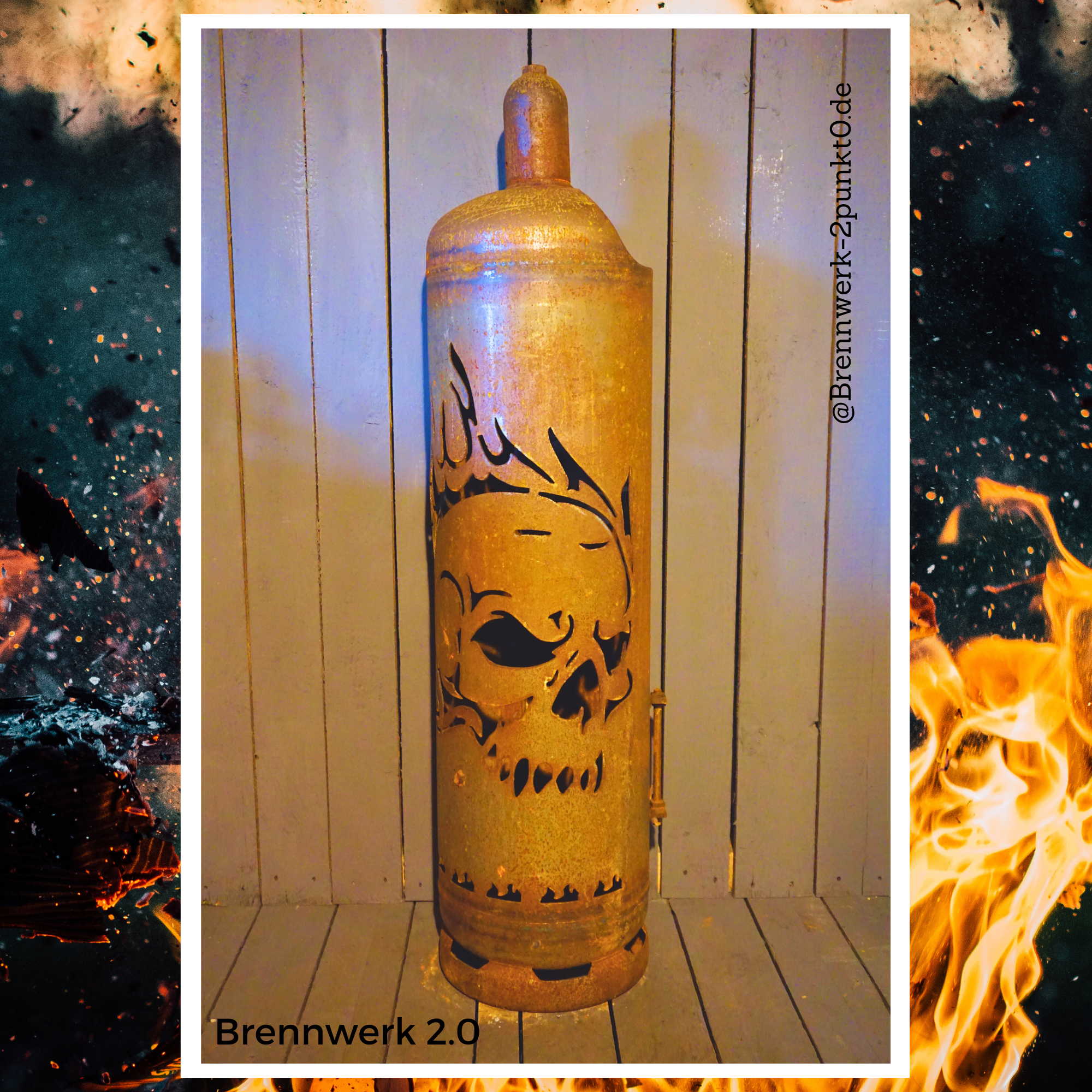 33kg Feuertonne – Totenkopf „Skull in Fire“