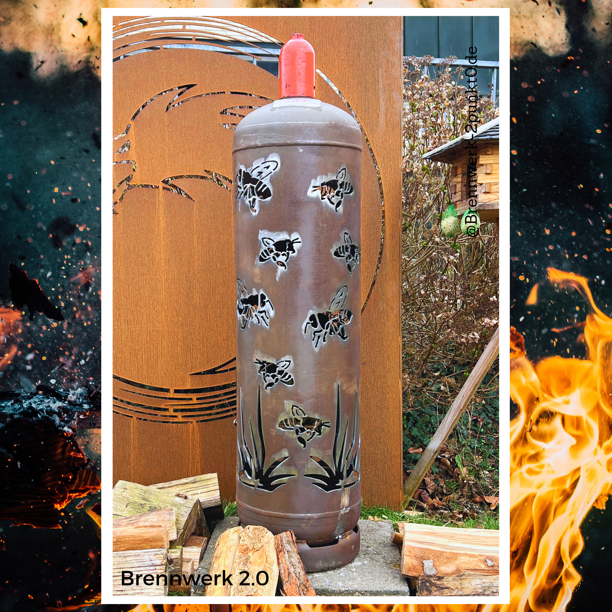 33kg Feuertonne - Bienen umlaufend (Gräser/Bienenstock)