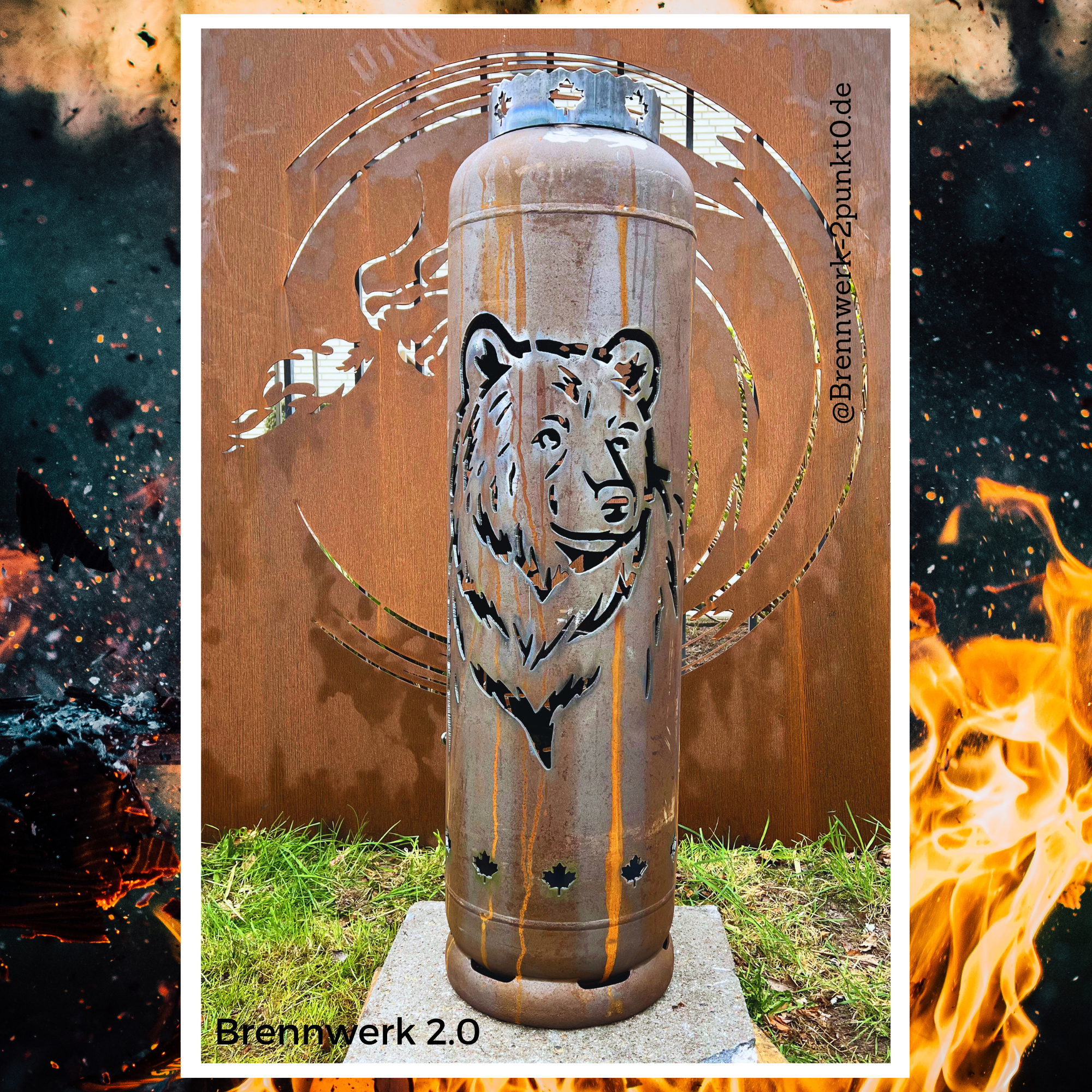33kg Feuertonne – Braunbär mit Canada