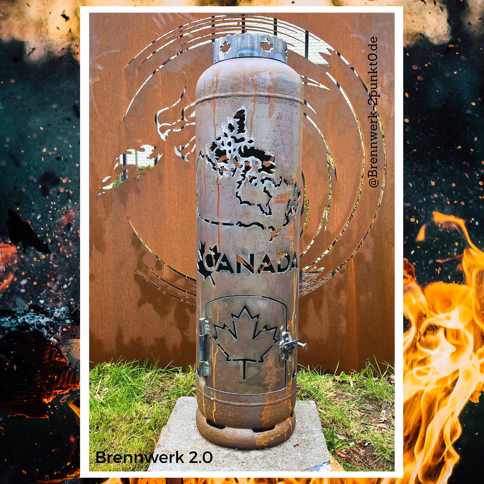 33kg Feuertonne – Braunbär mit Canada