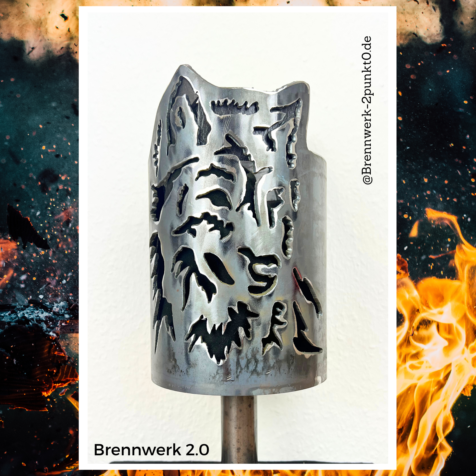 Gartenfackel – Wolfskopf_1 mit Wolfskopf_2