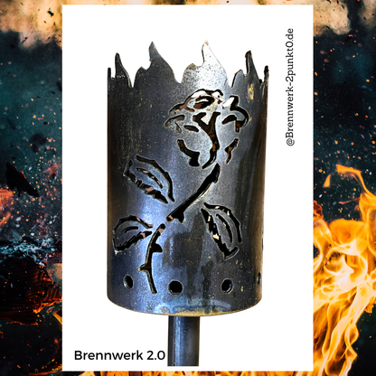 Gartenfackel – Rose 3-fach