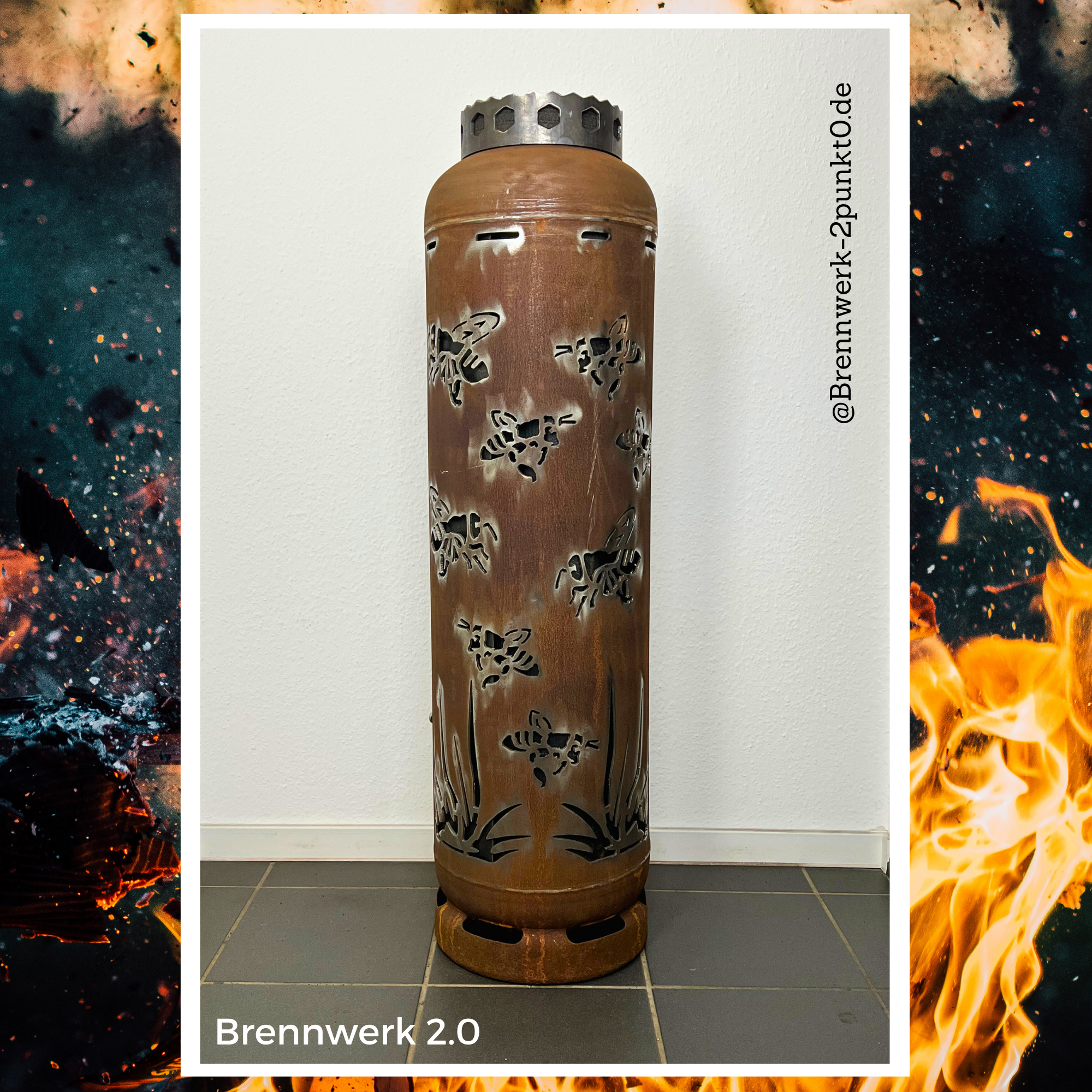 33kg Feuertonne - Bienen umlaufend (Gräser/Bienenstock)