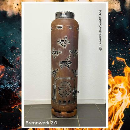 33kg Feuertonne - Bienen umlaufend (Gräser/Bienenstock)
