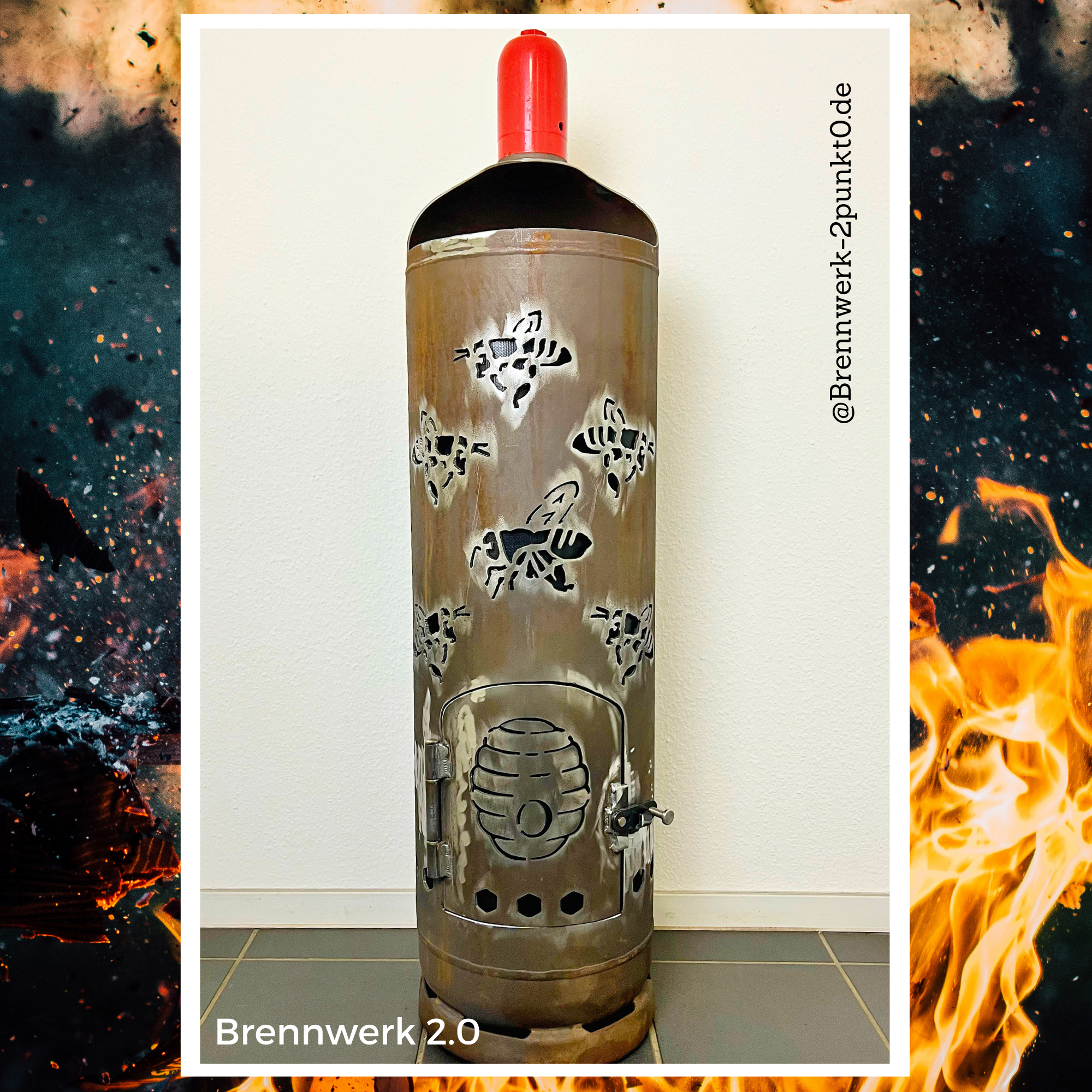 33kg Feuertonne - Bienen umlaufend (Blumen/Bienenstock)