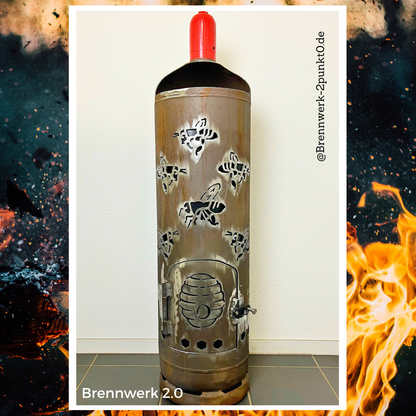 33kg Feuertonne - Bienen umlaufend (Blumen/Bienenstock)