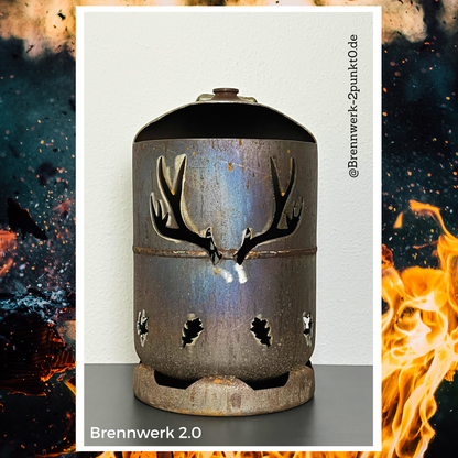 11kg Feuertonne - Rothirsch_1 mit Geweih