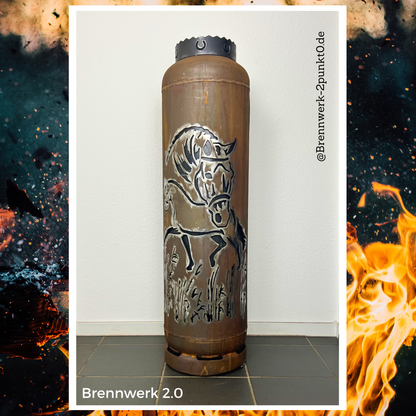 33kg Feuertonne – Dressurpferde (Tür Hufeisen)