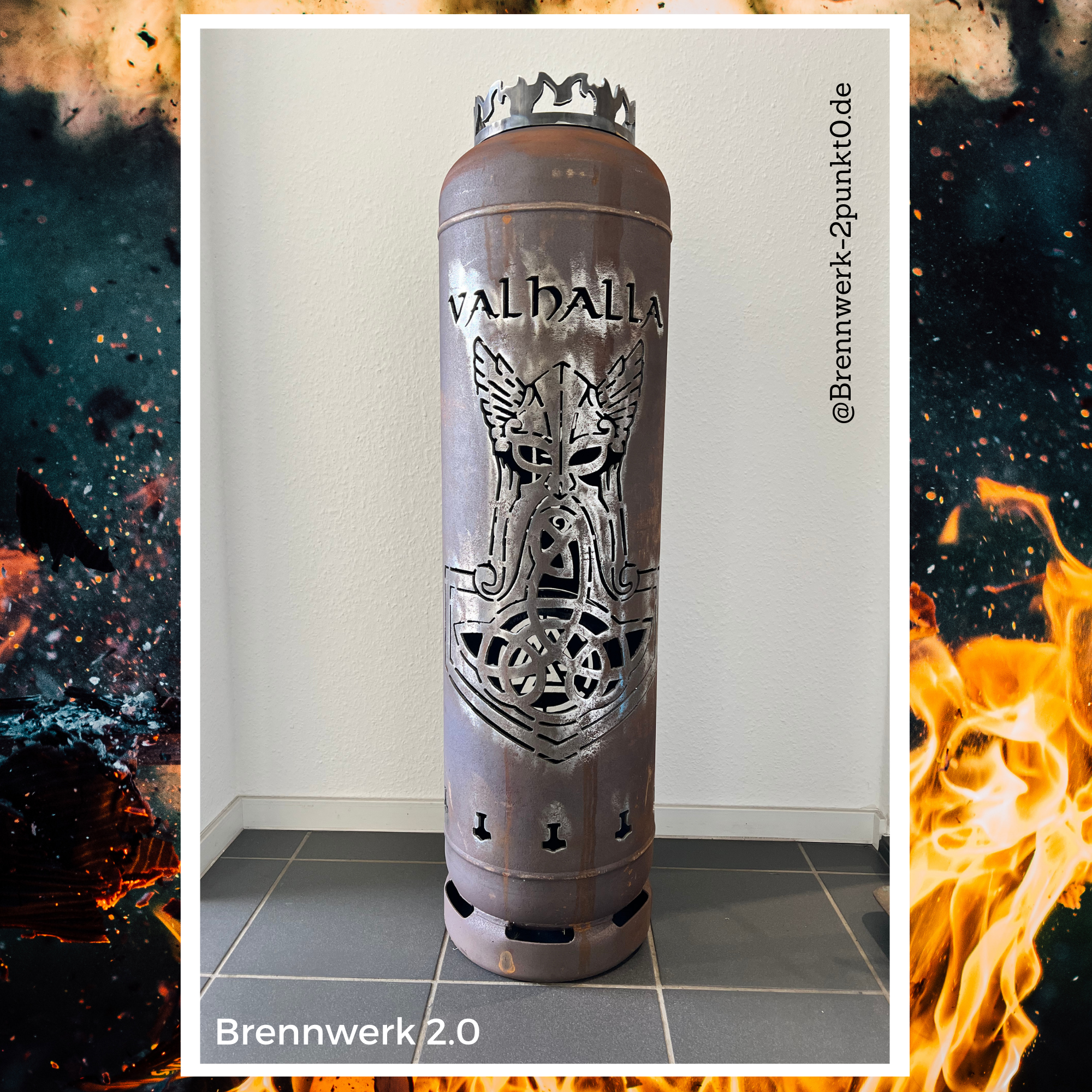 33kg Feuertonne – Buddha sitzend mit Händen und Herz