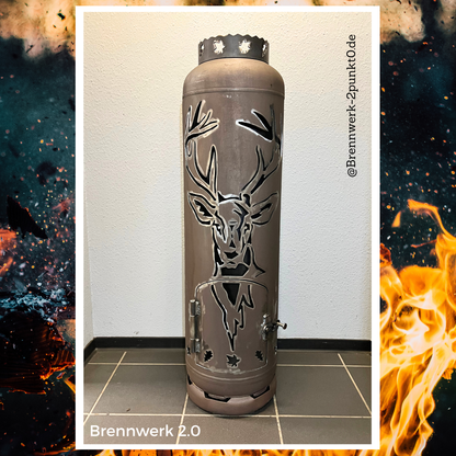 33kg Feuertonne – Rehbock mit Rothirsch-1