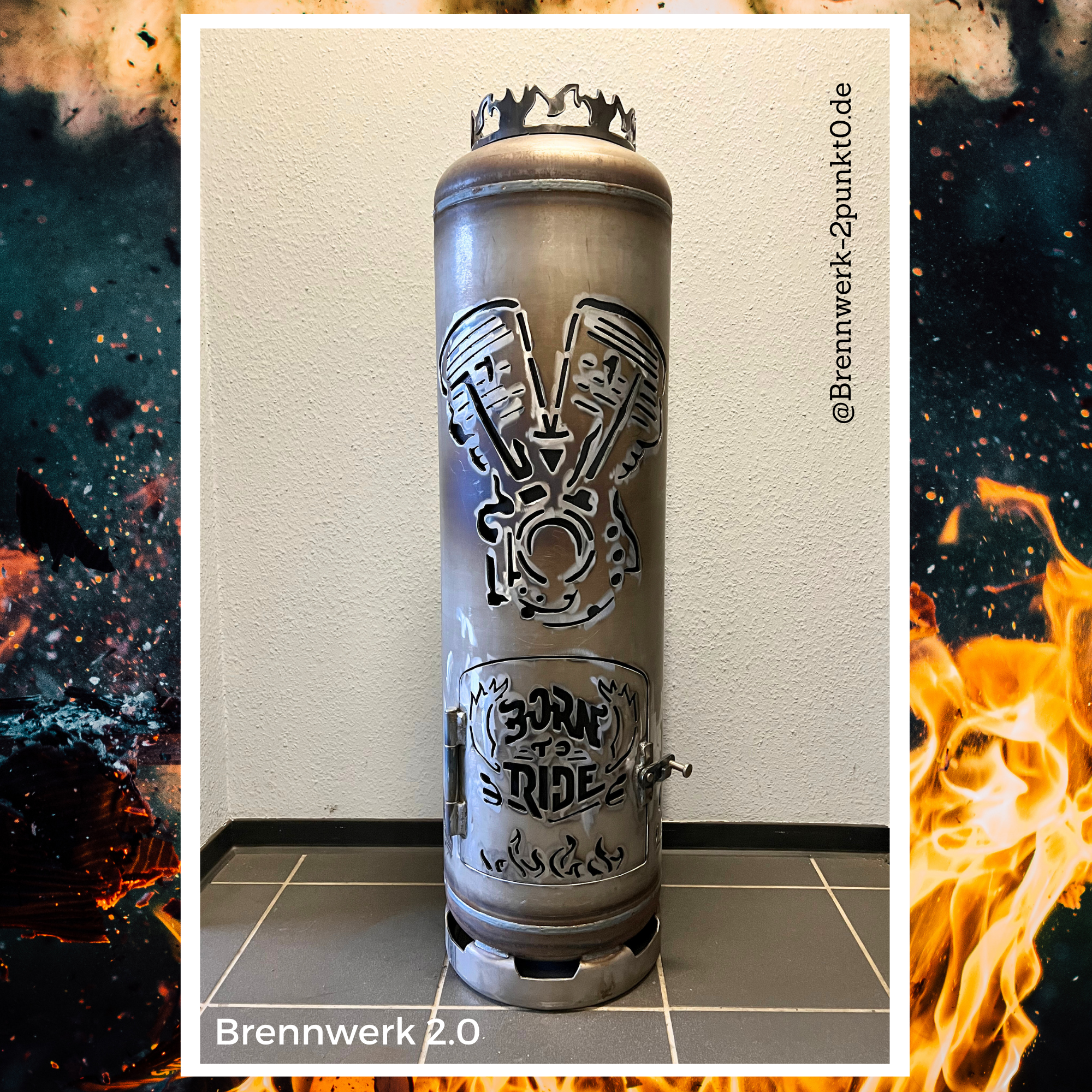 33kg Feuertonne – Adler mit V2 Motor und Born to Ride