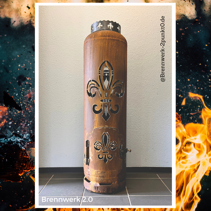 33kg Feuertonne – Lilie im Wappen mit Fleur de Lys