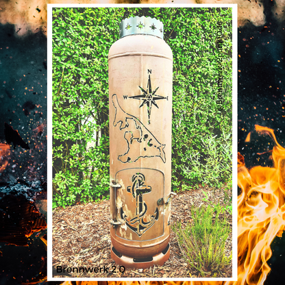 33kg Feuertonne – Leuchtturm mit Walross/Usedom & Karte mit Kompass