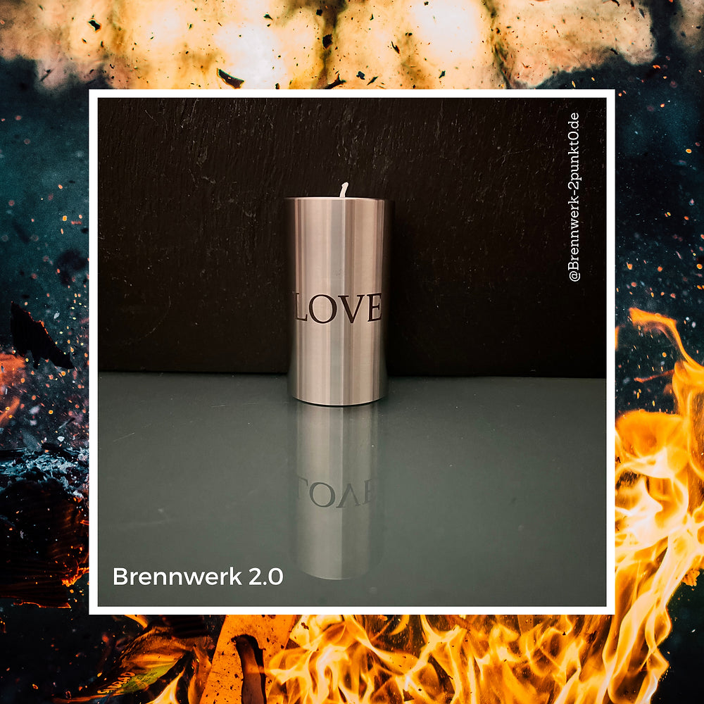 Edelstahl Teelichthalter – "LOVE"
