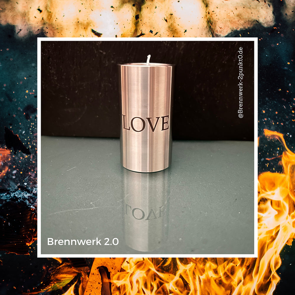 Edelstahl Teelichthalter – "LOVE"
