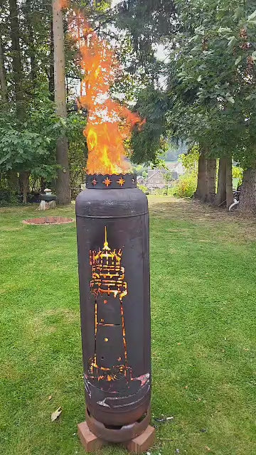 33kg Feuertonne – Leuchtturm Büsum mit Robbe & Kompass